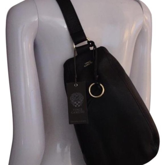 Vince Camuto Black Leather Backpack Marsi Sling Single Adjustable Strap Purse